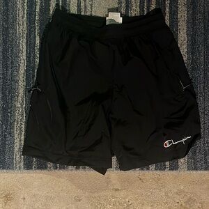 Champion nylon zip up shorts, man’s small, black